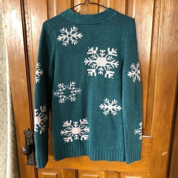 Knit Snowflake Cardigan with Sparkly Buttons - Picture 2 of 11